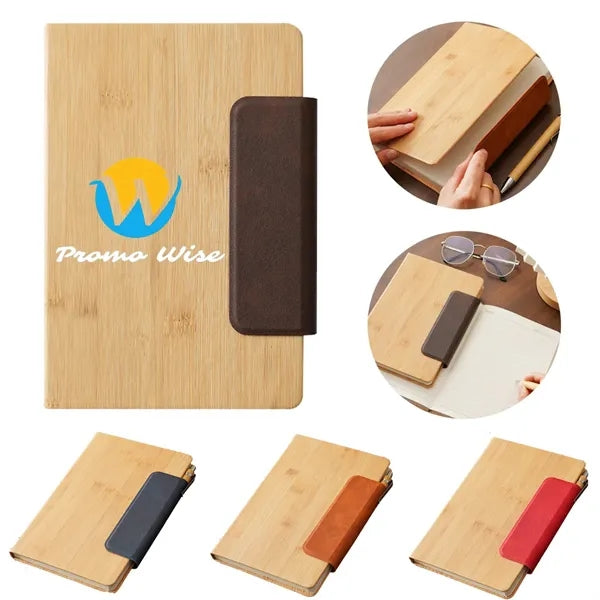 A5 Bamboo Texture Notebook with Magnetic Closure