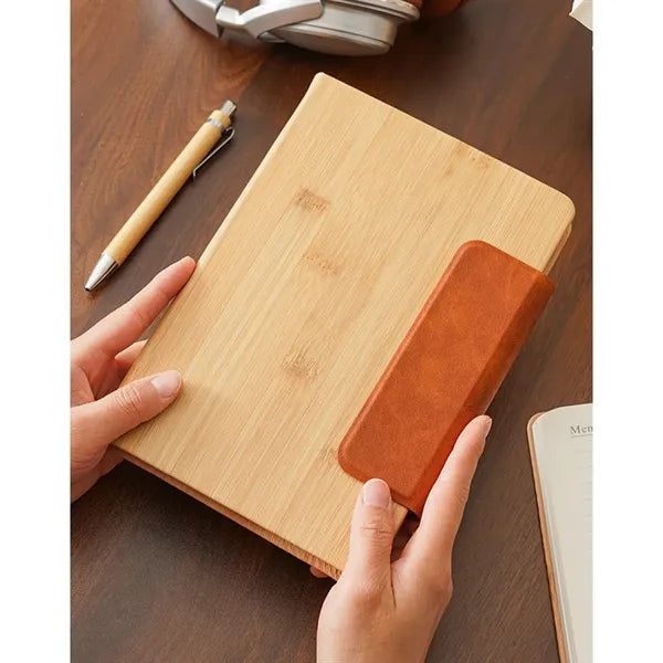 A5 Bamboo Texture Notebook with Magnetic Closure