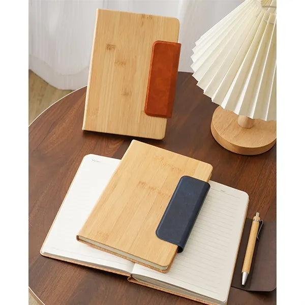 A5 Bamboo Texture Notebook with Magnetic Closure