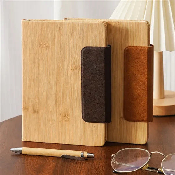 A5 Bamboo Texture Notebook with Magnetic Closure