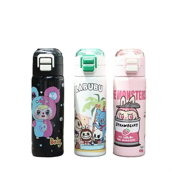 17oz Labubu Kids Cartoon Thermos with Straw & Flip Sip Lid