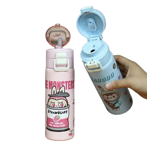 17oz Labubu Kids Cartoon Thermos with Straw & Flip Sip Lid