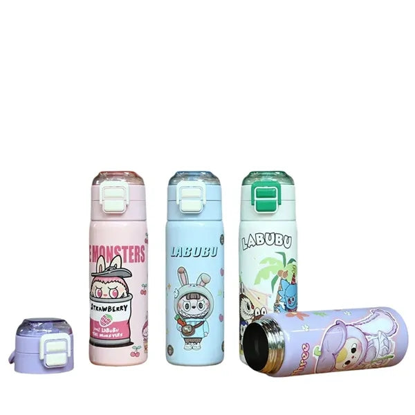 17oz Labubu Kids Cartoon Thermos with Straw & Flip Sip Lid
