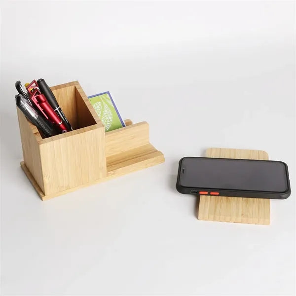 Bamboo Pen Holder Wireless Charger