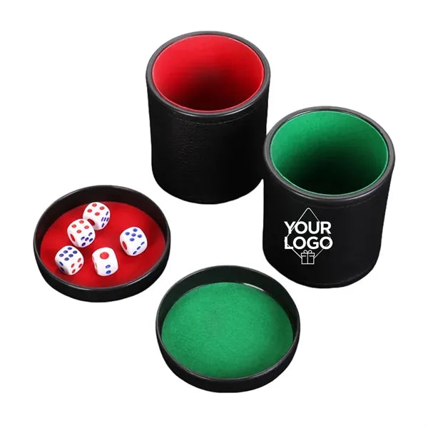 Pu Leather Dice Cup with Lid includes 6 Dices