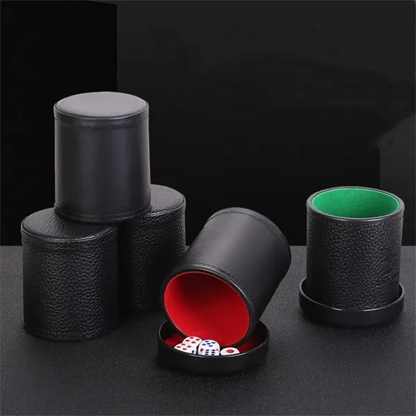 Pu Leather Dice Cup with Lid includes 6 Dices