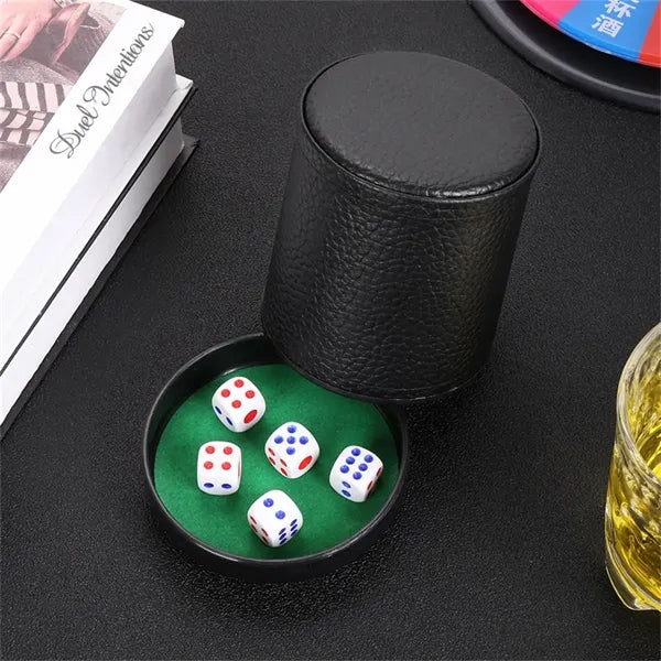 Pu Leather Dice Cup with Lid includes 6 Dices