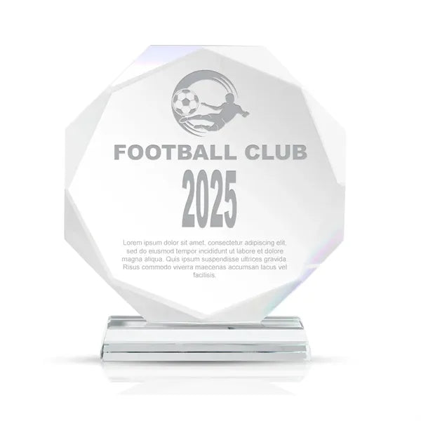 Round Faceted Crystal Award With Pedestal Base