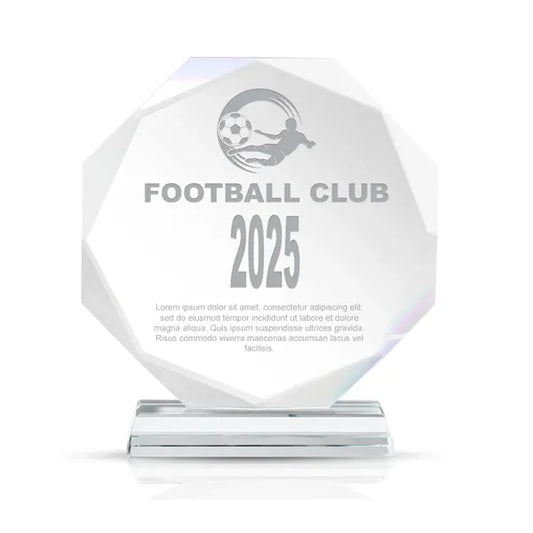 Round Faceted Crystal Award With Pedestal Base
