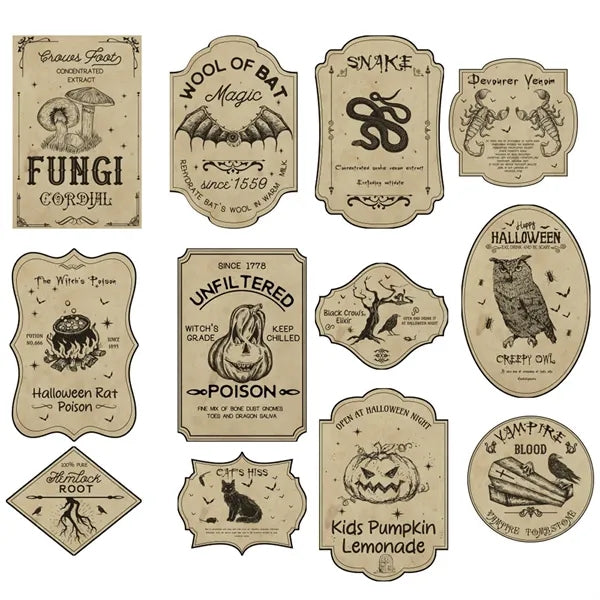 Halloween Potion Bottle Stickers With ShapedLabels For Party