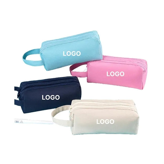 DoubleZipper Oxford PencilCase With Handle AndLarge Capacity