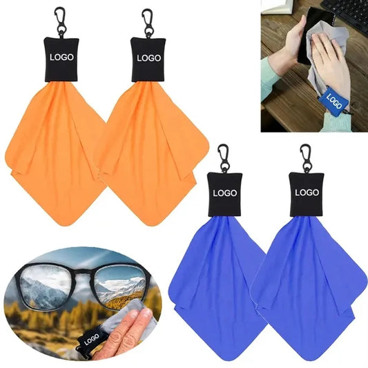 Microfiber Eyeglass Cleaning Cloth Keychain with Pouch