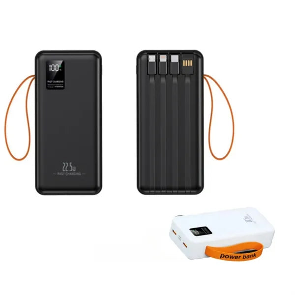 30000mAh Fast Charging Power Bank w/ Built-In Cables