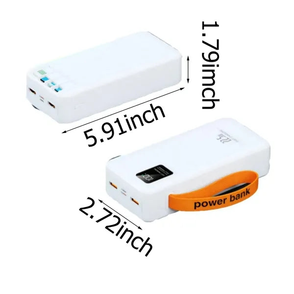 30000mAh Fast Charging Power Bank w/ Built-In Cables