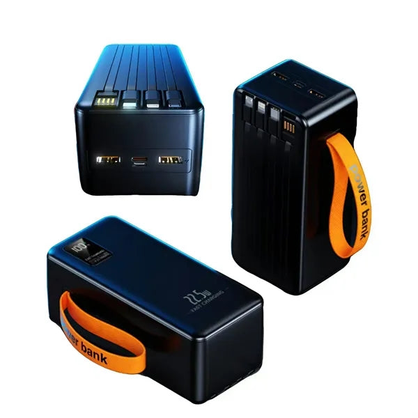 30000mAh Fast Charging Power Bank w/ Built-In Cables