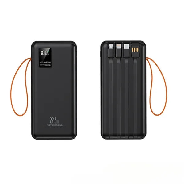 30000mAh Fast Charging Power Bank w/ Built-In Cables