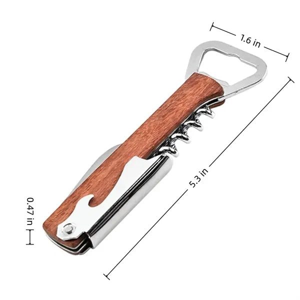 Wood Bottle Opener Corkscrew