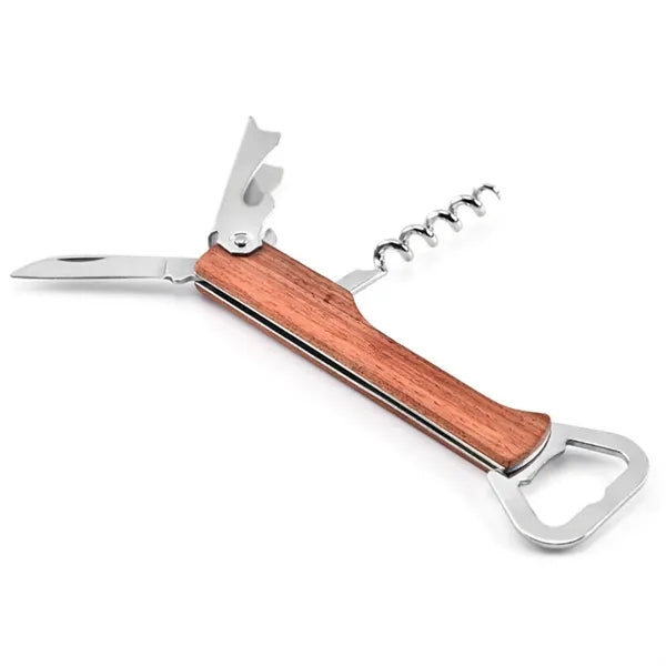 Wood Bottle Opener Corkscrew