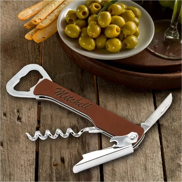Wood Bottle Opener Corkscrew