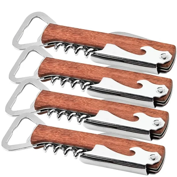 Wood Bottle Opener Corkscrew