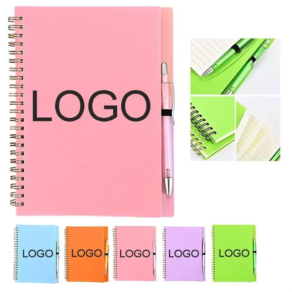 Spiral Notebook with Pen Soft Cover Smooth Paper