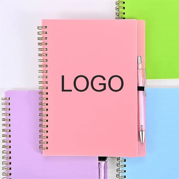 Spiral Notebook with Pen Soft Cover Smooth Paper