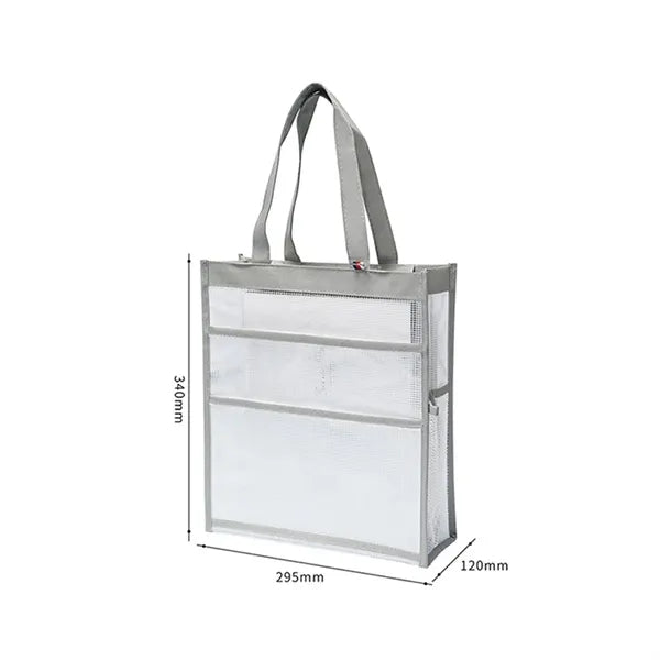 Mesh Zipper File Bag Transparent Waterproof Pouch with Handl