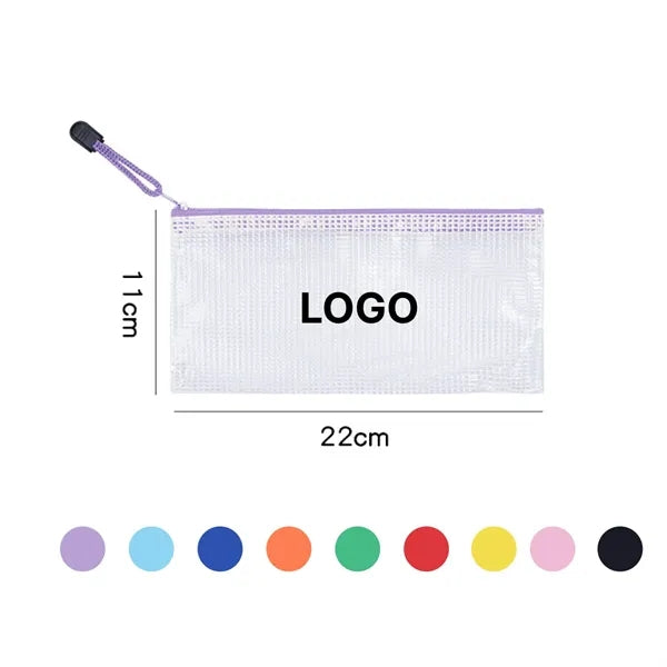 Transparent Zipper Mesh File Bag Document Organizer