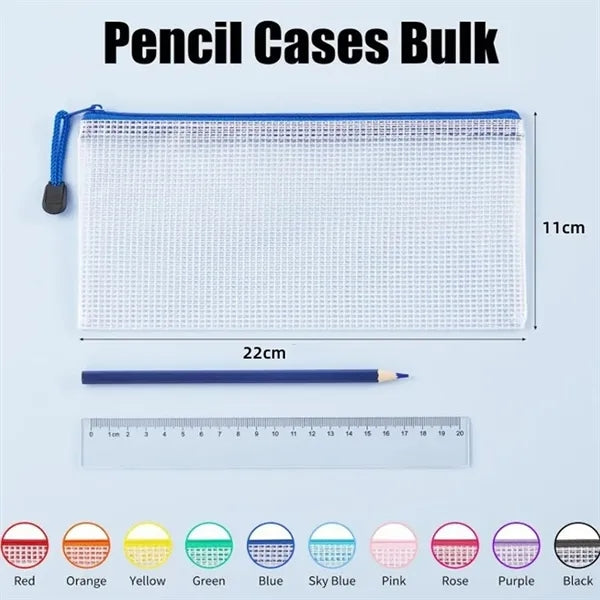 Transparent Zipper Mesh File Bag Document Organizer