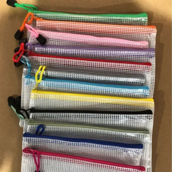 Transparent Zipper Mesh File Bag Document Organizer