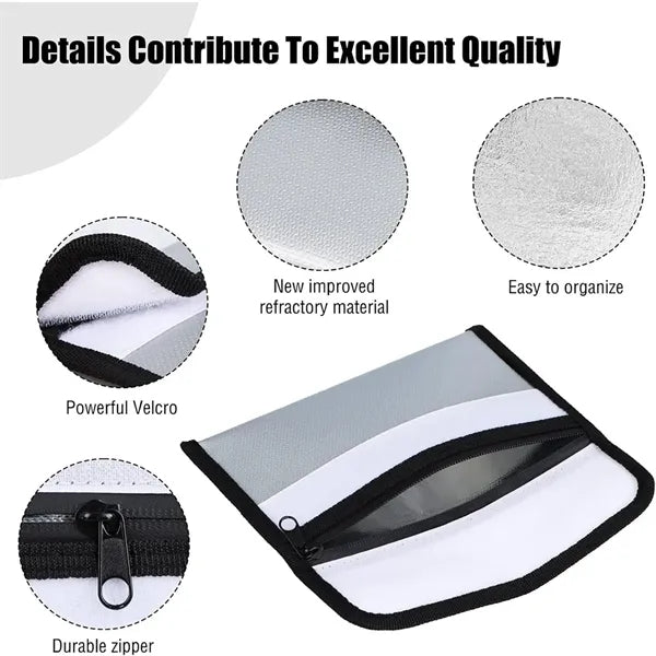Mini Fireproof Wallet Pouch Set Fire-Resistant Cash Bags