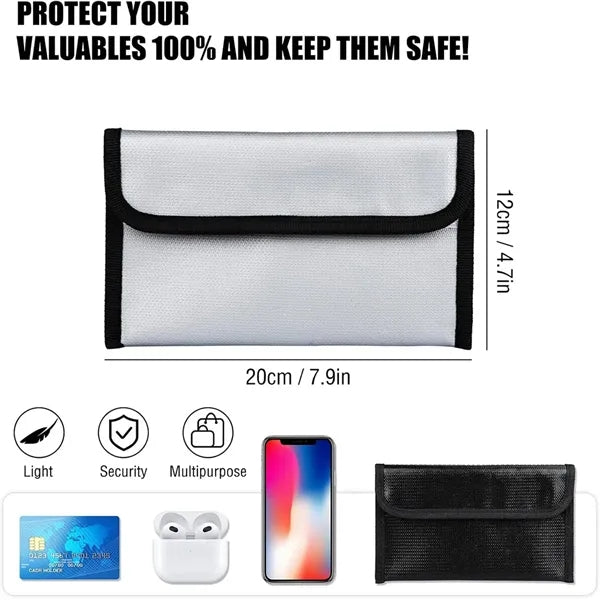Mini Fireproof Wallet Pouch Set Fire-Resistant Cash Bags