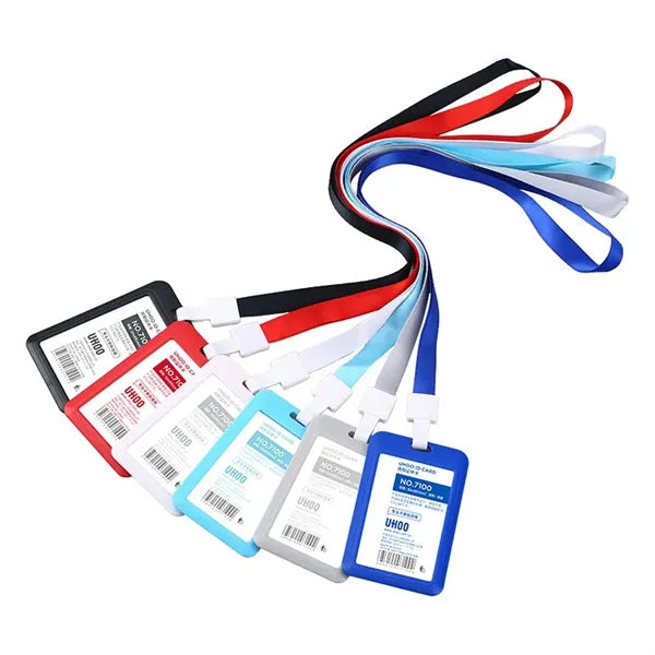 Vertical Slide ID Badge Holder with Lanyard Custom Colors