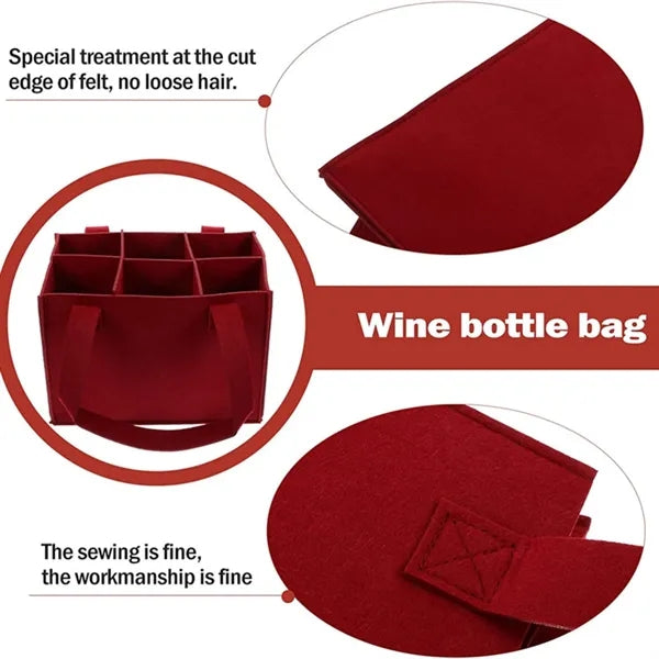 Anti-Collision Eco-Friendly Portable Divider Felt Wine Tote