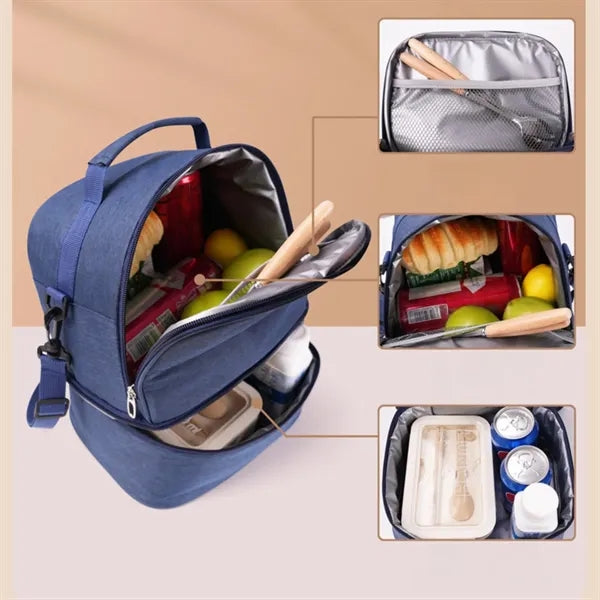 Double-Layer Insulated Bag With Shoulder Strap For students
