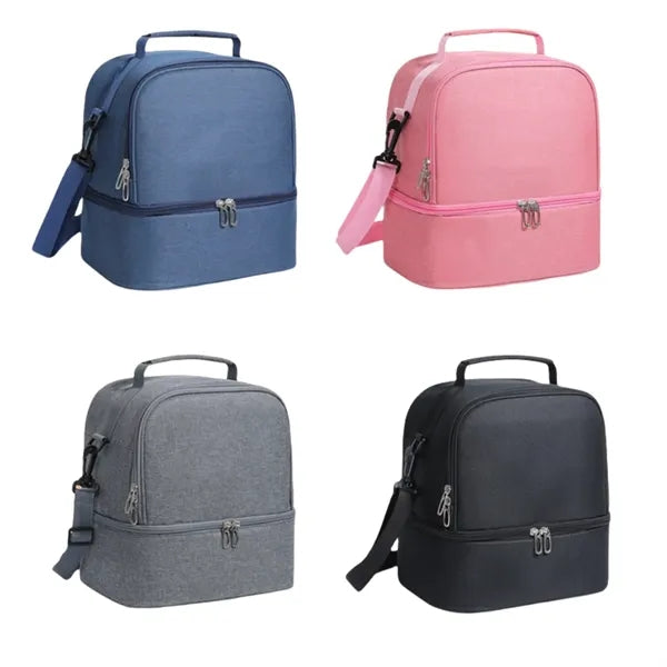Double-Layer Insulated Bag With Shoulder Strap For students