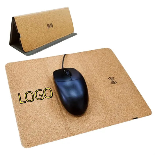3-Fold Cork Mouse Pad With Wireless Fast Charging