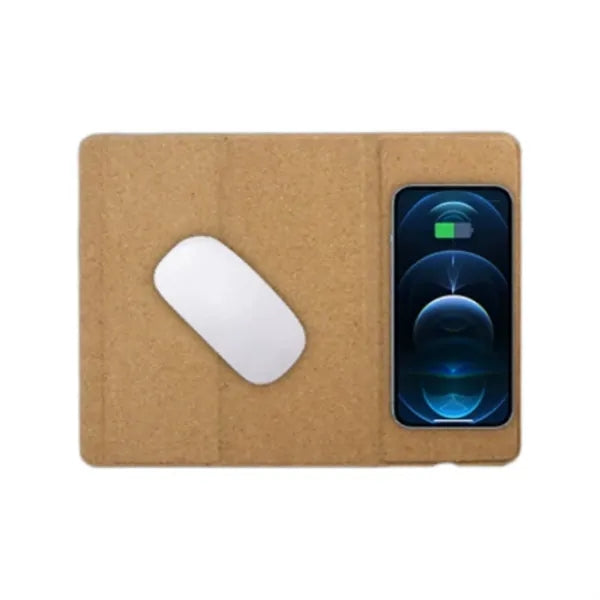 3-Fold Cork Mouse Pad With Wireless Fast Charging