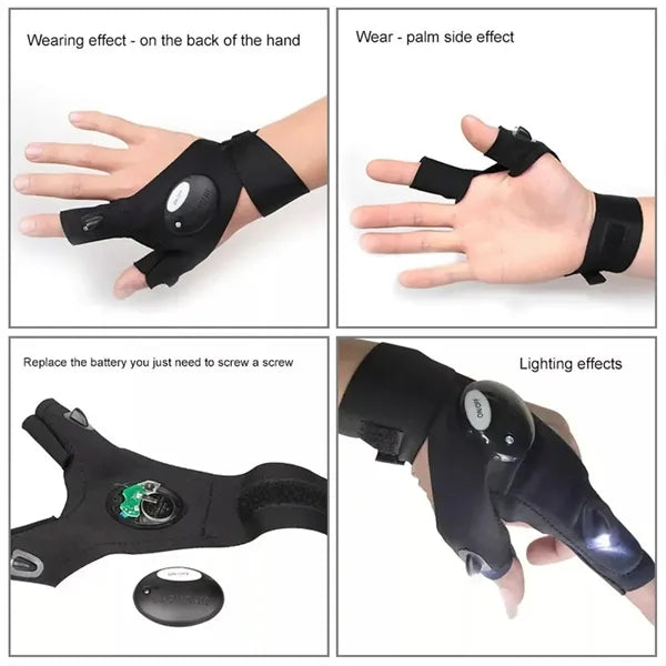 Multifunctional Rechargeable Gloves with LED Bright Lighting