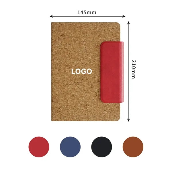 A5 Magnetic Closure Cork Notebook for Office
