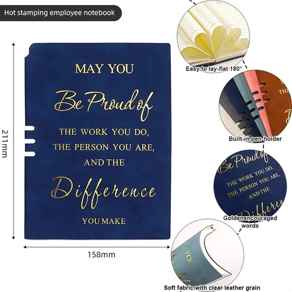 Motivational A6 PU Leather Notebook with Strap Closure