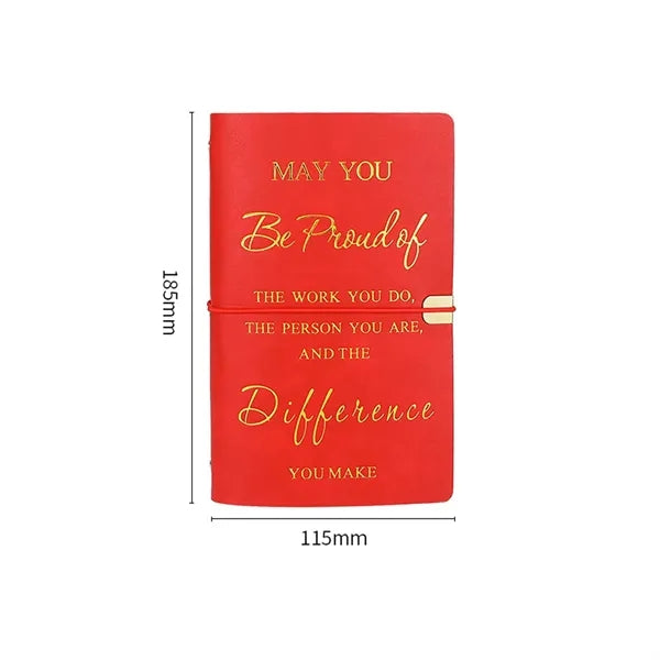 Motivational A6 PU Leather Notebook with Strap Closure