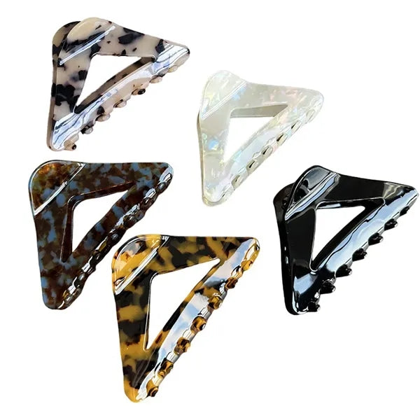 Fashion 3.94Inch Large Triangle Hollow Acetate Hair Clip