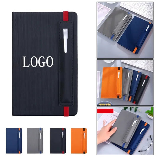 A5 Leather Notebook with Pen Slot and Elastic Band