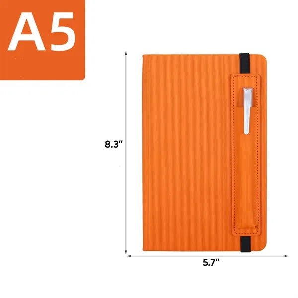 A5 Leather Notebook with Pen Slot and Elastic Band