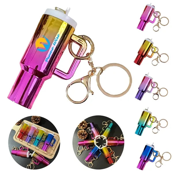Durable Gradient Cute Mini Water Cup Commemorative Keychains