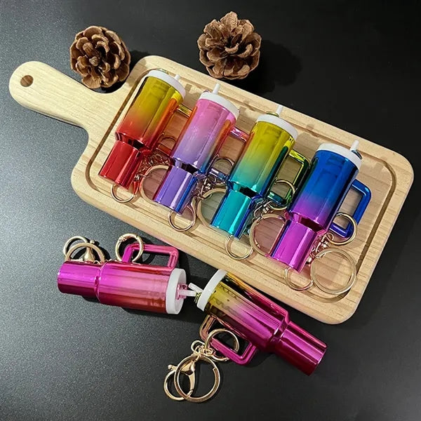 Durable Gradient Cute Mini Water Cup Commemorative Keychains