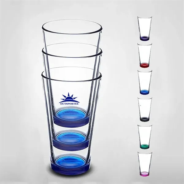 16oz Custom Pint Pub Beer Glass with Spray Blue Bottom