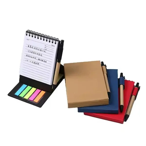 Spiral Eco Notebook Pad Sticky Notepads with Pen Lined Pages