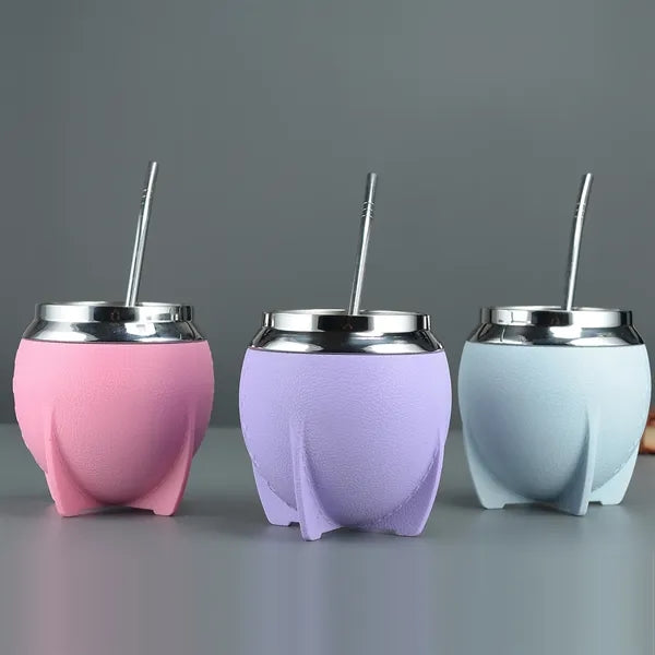 9oz Insulated Stainless Steel Mug with Straw